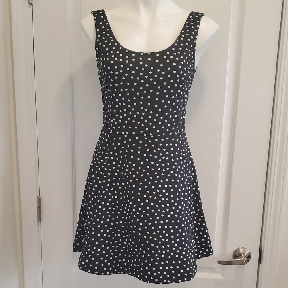 Divided Black Polka Dot Scoop-Neck Skater Dress